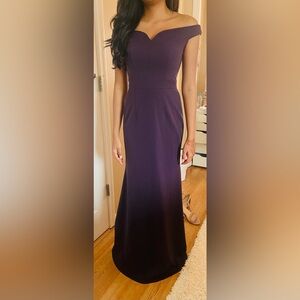 Bill Levkoff Purple V-neck Maxi Gown